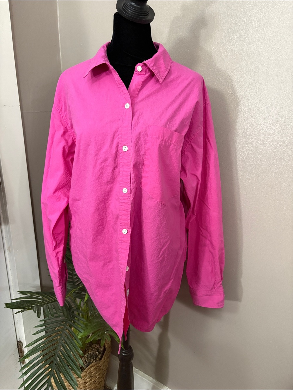 Rails Janae Hot Pink Long Sleeve Button Down Shirt Women’s Size Medium